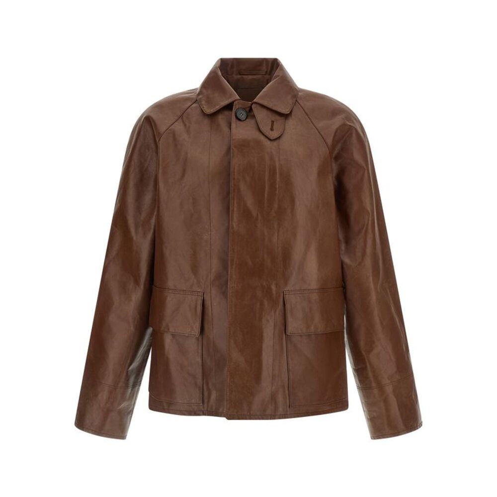 Prada Brown Calfskin Leather Men's Jacket